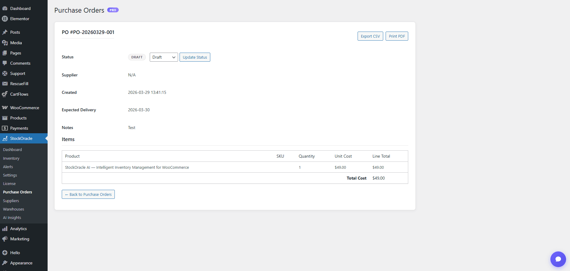 Streamlined Purchase Orders & PDF Generation